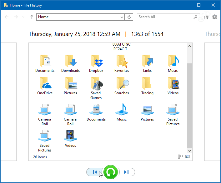 विंडोज 10 फ़ाइल इतिहास