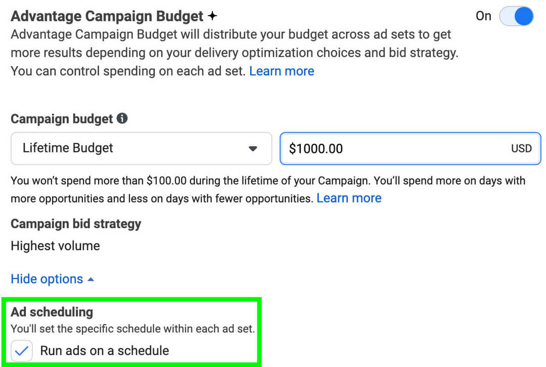How-to-launch-call-ads-for-facebook-create-schedule-run-ads-on-a-schedlue-box-enable-advantage-campaign-butget-ad-scheduling-example-6