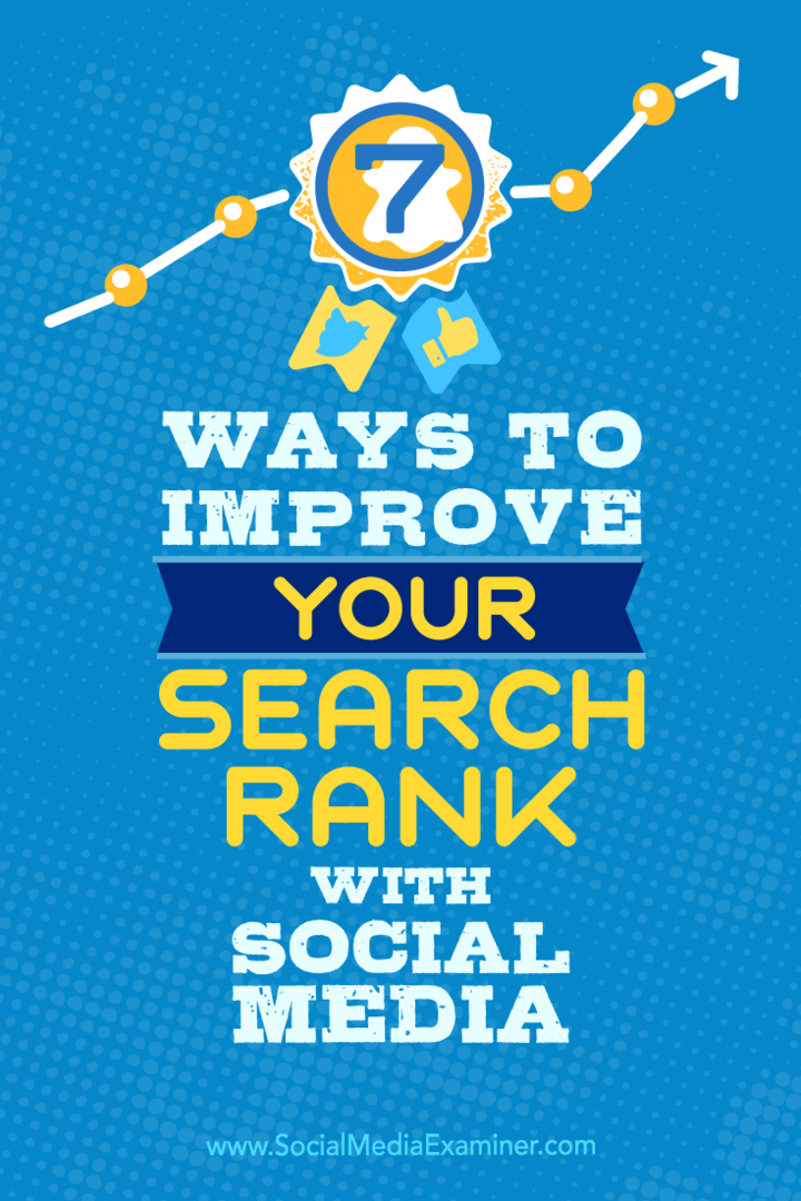 सोशल मीडिया का उपयोग करके अपनी खोज रैंक को बेहतर बनाने के सात तरीकों पर सुझाव।