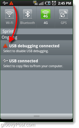 Android USB डिबगिंग कनेक्टेड अलर्ट