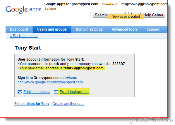 ईमेल Google ऐप्स को निर्देश देता है