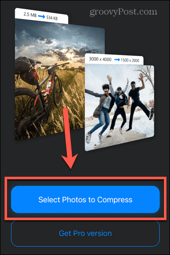 कंप्रेस फोटो ऐप फोटो का चयन करें