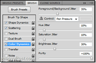 फोटोशॉप कलर डायनामिक्स ब्रश