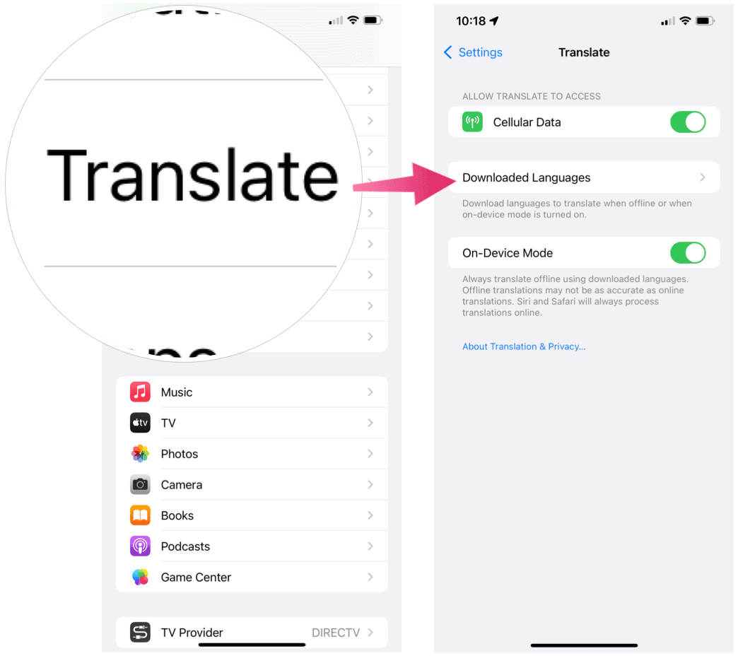 iPhone डाउनलोड की गई भाषाएं