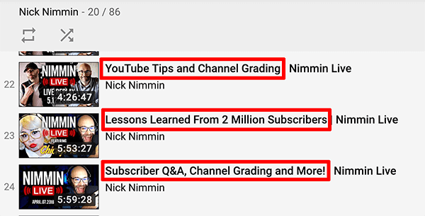 यह निक निमिन चैनल से YouTube लाइव वीडियो शीर्षक का एक स्क्रीनशॉट है।