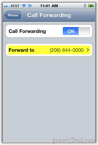 iPhone कॉल फ़ॉरवर्डिंग ऑप्शन स्क्रीनशॉट