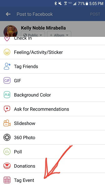फेसबुक मोबाइल पर स्टेटस अपडेट में किसी ईवेंट को टैग करने का विकल्प जोड़ता है।