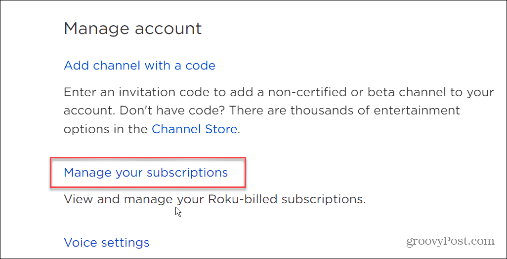 अपनी सदस्यताएं प्रबंधित करें Roku