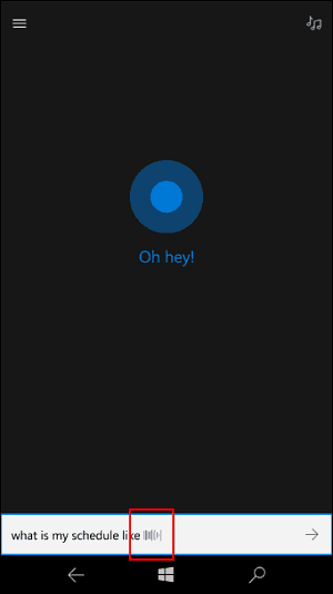 Cortana सुन एनीमेशन