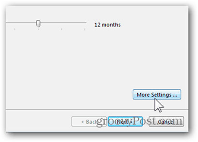 मेलबॉक्स Outlook 2013 जोड़ें - अधिक सेटिंग्स पर क्लिक करें