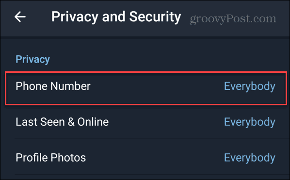 एंड्रॉइड पर टेलीग्राम पर अपना फ़ोन नंबर छुपाएं