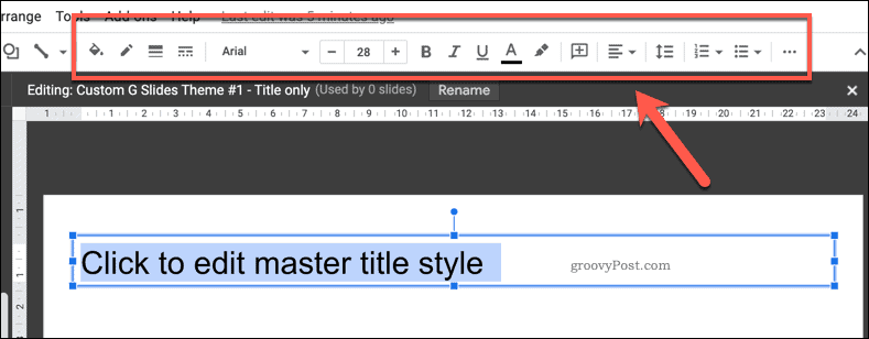 Google स्लाइड में टेम्प्लेट टेक्स्ट बॉक्स को कस्टमाइज़ करने के विकल्प
