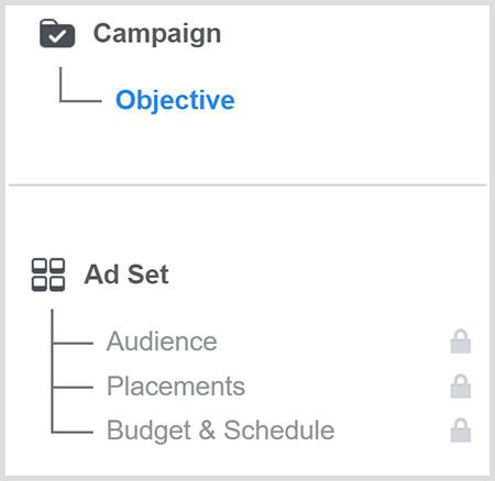 एक फेसबुक विज्ञापन अभियान उद्देश्य बनाएँ और फिर एक दर्शकों को लक्षित करें।