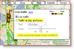 Google मैप्स दिन और समय सेटिंग्स पर लाइव ट्रैफ़िक