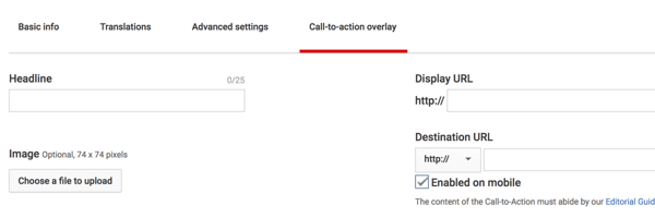 YouTube विज्ञापन अभियान कैसे स्थापित करें, चरण 41, कॉल-टू-एक्शन ओवरले सेट करने का विकल्प