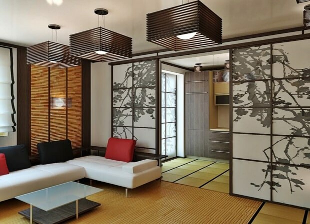 जापानी शैली के रहने वाले कमरे