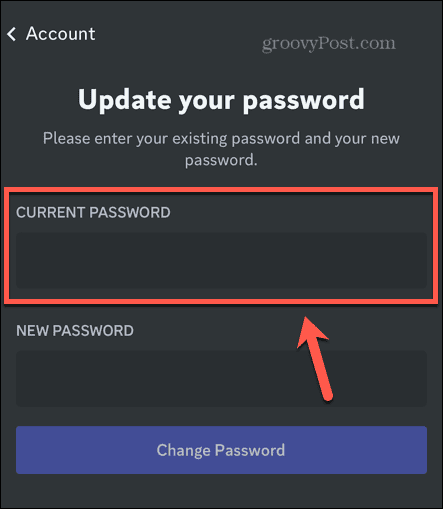 वर्तमान पासवर्ड को त्यागें