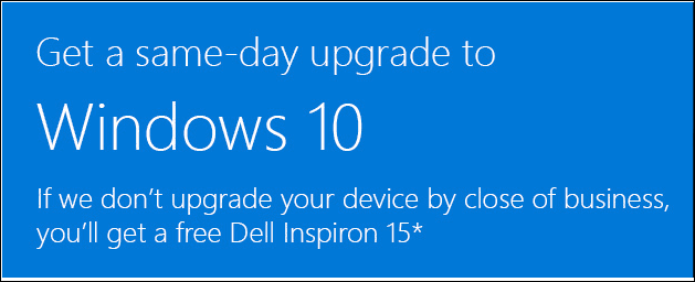 यदि आप 1 दिन में विंडोज 10 में अपग्रेड नहीं कर सकते हैं तो माइक्रोसॉफ्ट मुफ्त डेल पीसी प्रदान करता है