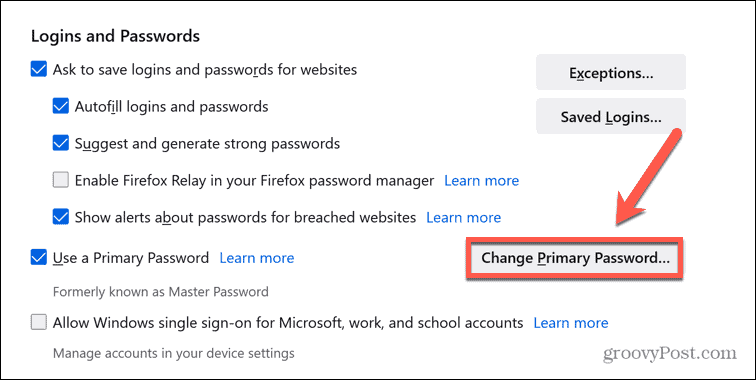 फ़ायरफ़ॉक्स पासवर्ड बदलें