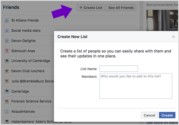 अपनी फेसबुक दोस्तों की सूची के लिए एक नाम दर्ज करें और चुनें कि किन दोस्तों को जोड़ना है।