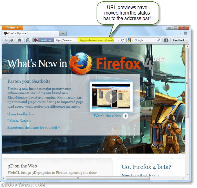 फ़ायरफ़ॉक्स 4 बीटा स्क्रीनशॉट
