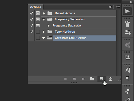 कार्रवाई पैनल फोटोशॉप नया एक्शन बटन नए एक्शन बैच एडिट बनाता है