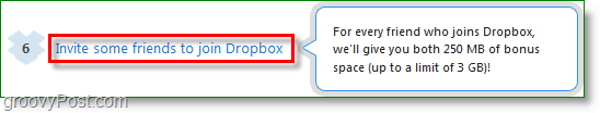 ड्रॉपबॉक्स स्क्रीनशॉट-दोस्तों को आमंत्रित करके अंतरिक्ष की जगह