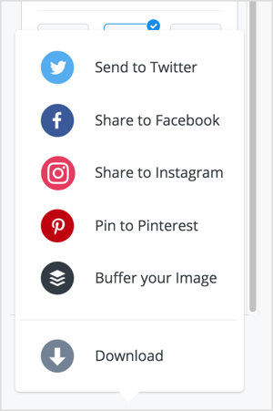 आप पाब्लो के माध्यम से ट्विटर, फेसबुक, इंस्टाग्राम, या Pinterest पर अपनी छवि साझा कर सकते हैं। 