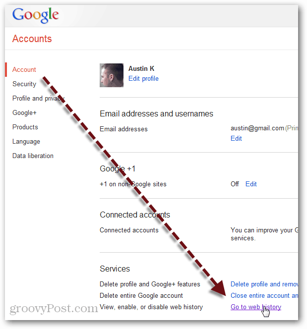 Google खाते से स्थायी रूप से वेब इतिहास हटाएं