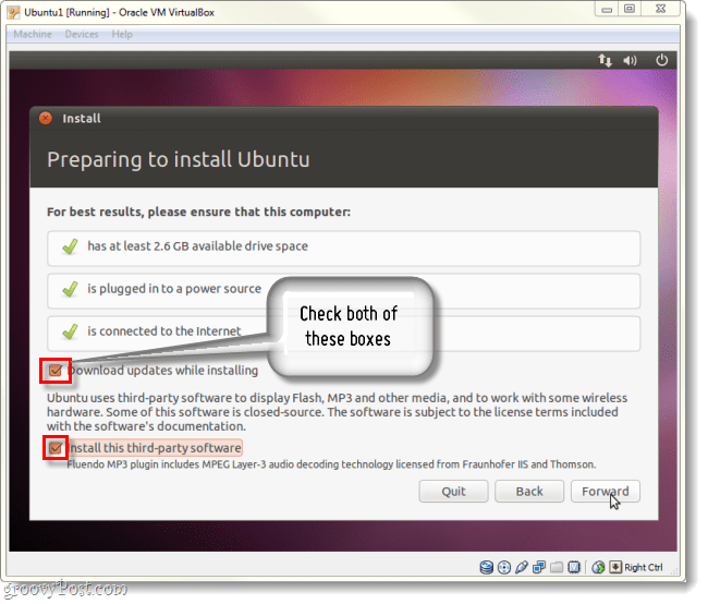 अपडेट डाउनलोड करें और ubuntu इंस्टॉल पर थर्ड-पार्टी सॉफ्टवेयर इंस्टॉल करें