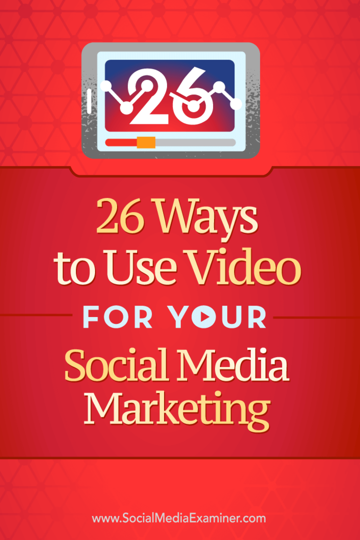 26 तरीकों पर सुझाव आप अपने सामाजिक विपणन में वीडियो का उपयोग कर सकते हैं।