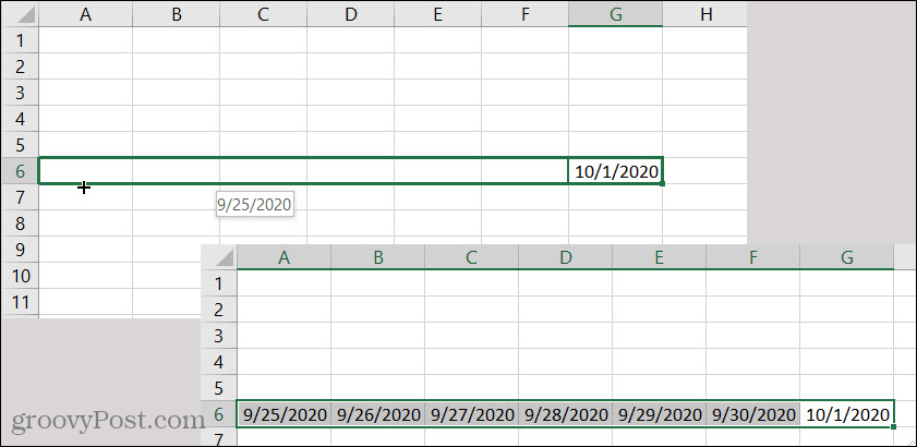 Excel AutoFill दिनांक पीछे की ओर