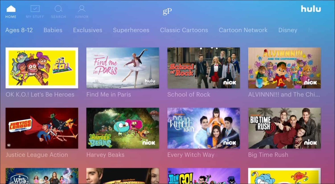 Hulu किड्स प्रोफाइल Apple TV