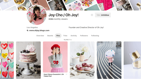 अपने Pinterest तक पहुँचने में सुधार करने के टिप्स, उदाहरण 6, Joy Cho Pinterest पिन उदाहरण