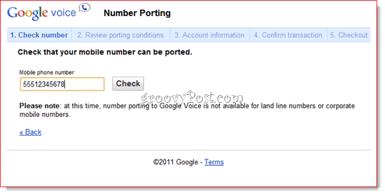 Google Voice पोर्ट फ़ोन नंबर