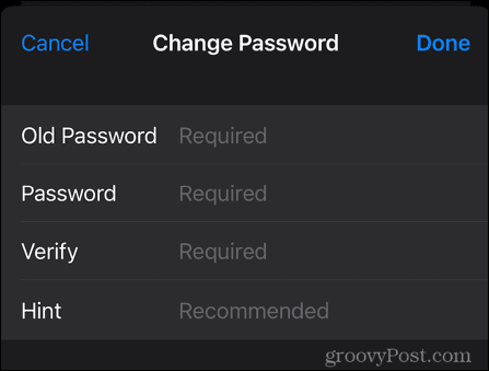 iPhone नोट्स पासवर्ड बदलें