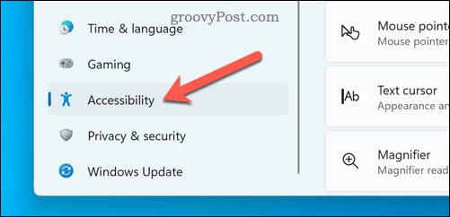 विंडोज 11 पर एक्सेसिबिलिटी मेन्यू खोलें