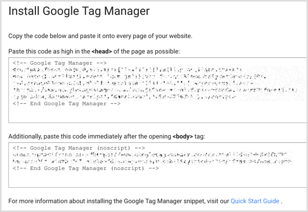 Google टैग प्रबंधक वेबसाइट पर कोड स्थापित करता है