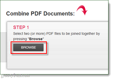 अपलोड और गठबंधन करने के लिए पीडीएफ फाइलों के लिए ब्राउज़ करें