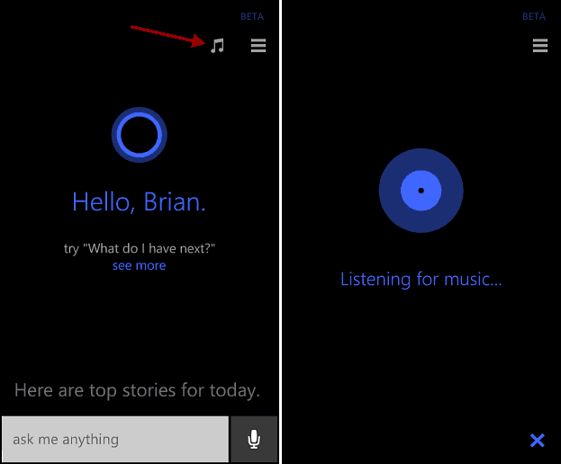 गाने पहचानने के लिए विंडोज फोन 8.1 पर Cortana का उपयोग करें