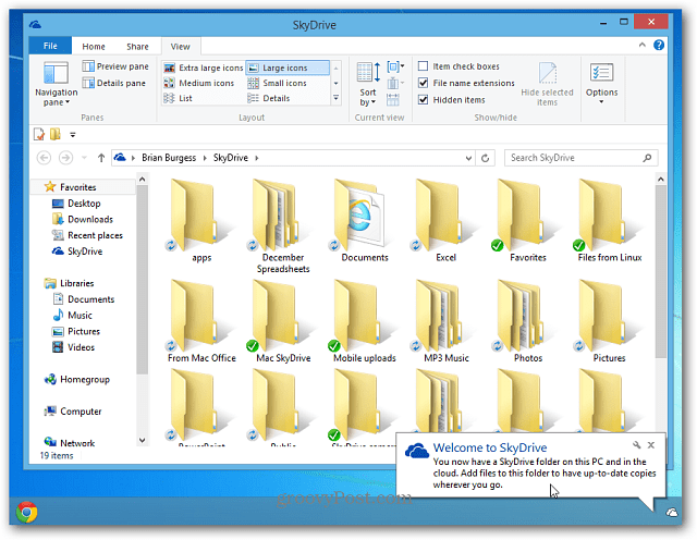 स्काईड्राइव विंडोज 8 डेस्कटॉप