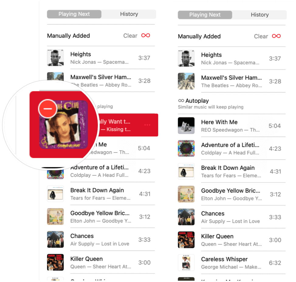 Apple म्यूजिक ऑटोप्ले हटाओ गीत