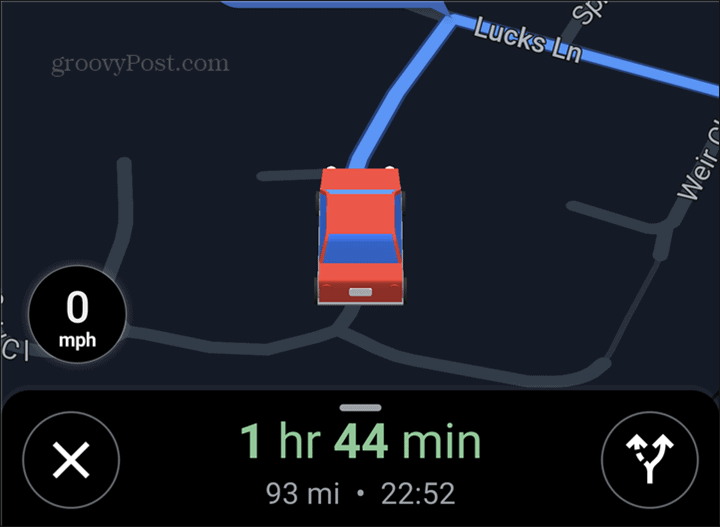 Google मैप्स कार प्रतीक लाल
