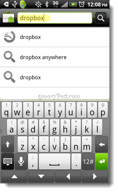 Android ड्रॉपबॉक्स खोज ऐप