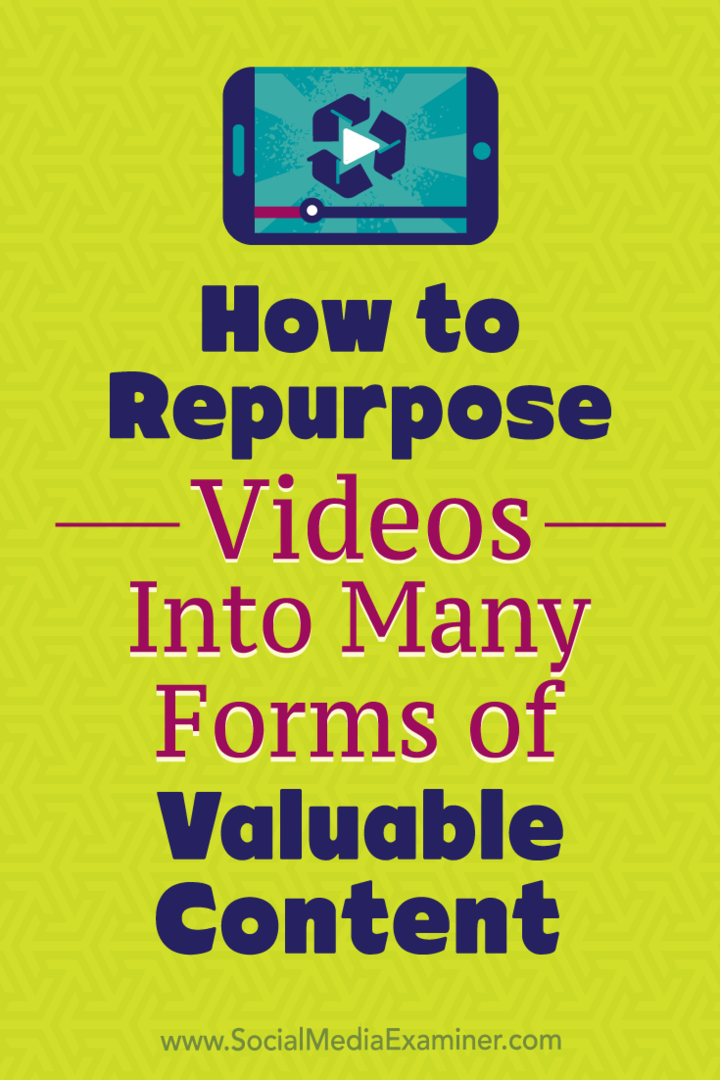 सोशल मीडिया एग्जामिनर पर ऐन स्मार्टी द्वारा मूल्यवान सामग्री के कई रूपों में वीडियो का पुन: उपयोग कैसे करें।