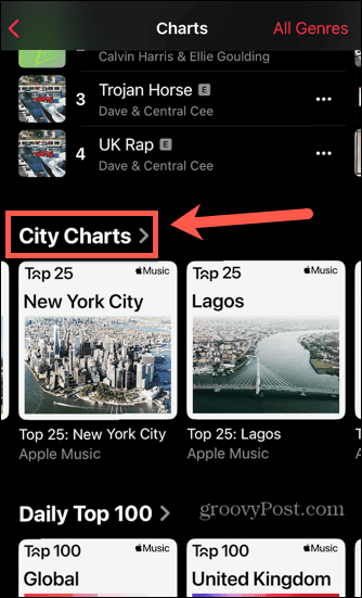 एप्पल संगीत चार्ट शहर चार्ट