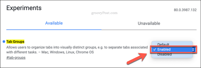Chrome में टैब समूह सक्षम करना