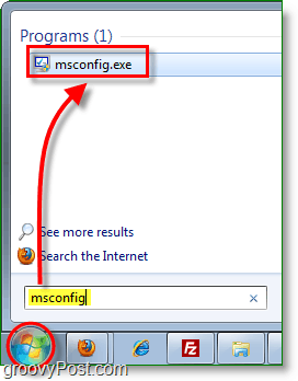 विंडोज 7 में स्टार्ट मेनू से msconfig.exe लॉन्च करें