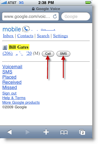 Google Voice मोबाइल पर कॉल करें या एसएमएस भेजें संदेश भेजें