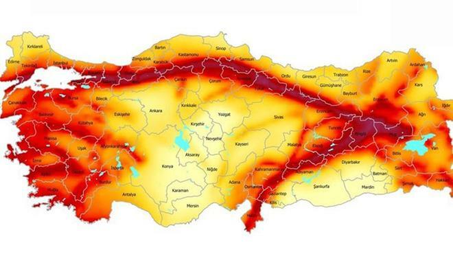 तुर्की भूकंप जोखिम नक्शा